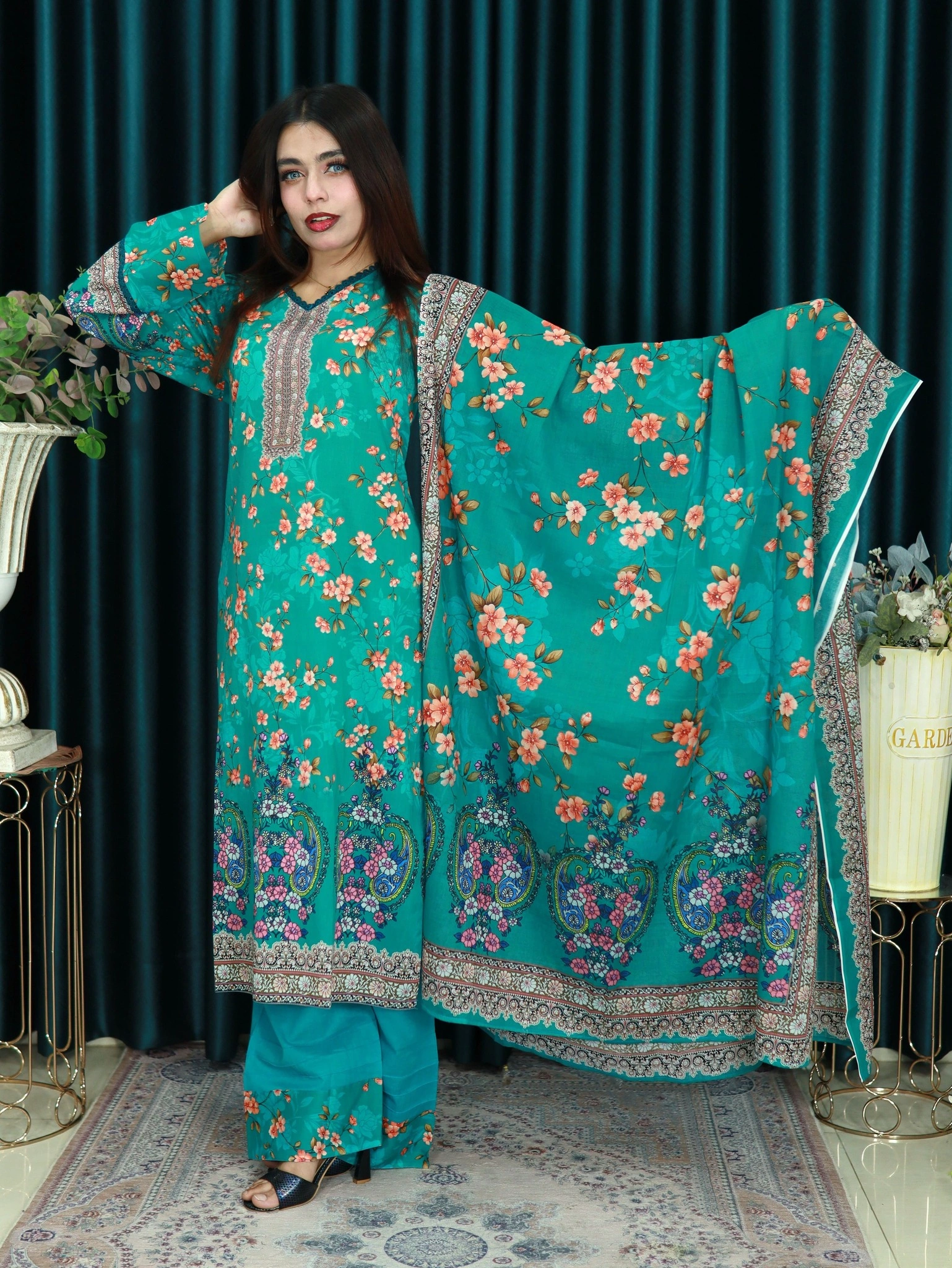 আনরেডি ZAMZAM 1064 GREEN COTTON LAWN